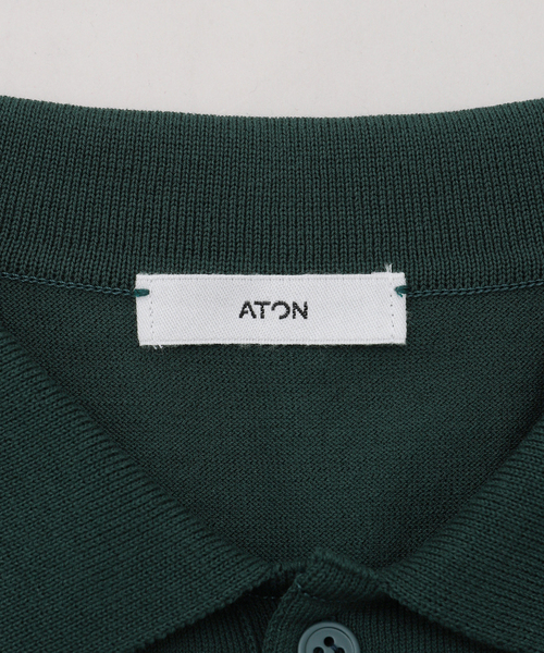 ATON(エイトン)の「ATON (エイトン) FRESCA KNIT CREW P0L0 KNIT KRAGCM0401(ポロシャツ・メンズ・ブラック/グリーン・4/6)」の13枚目の写真