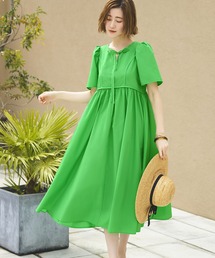 RUIRUE BOUTIQUE（ルイルエブティック）の「洗えるボリュームスリーブ・ギャザーロング丈ワンピース（ワンピース・レディース）」