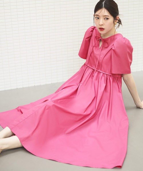 洗えるボリュームスリーブ・ギャザーロング丈ワンピース（ワンピース）｜RUIRUE BOUTIQUE（ルイルエブティック）