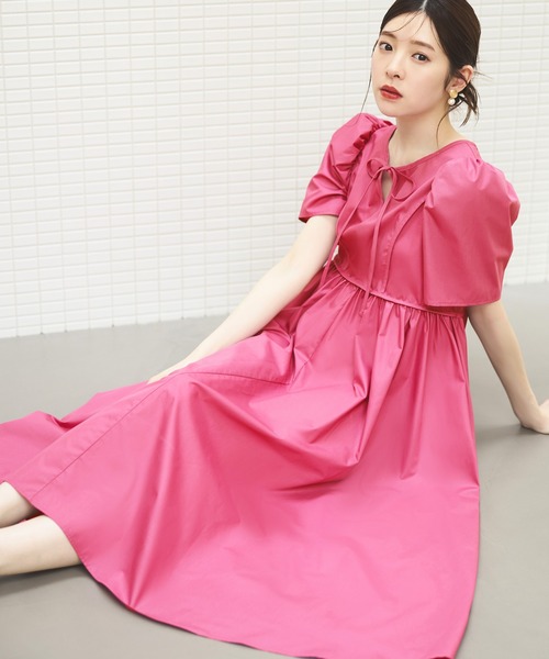 洗えるボリュームスリーブ・ギャザーロング丈ワンピース（ワンピース）｜RUIRUE BOUTIQUE（ルイルエブティック）