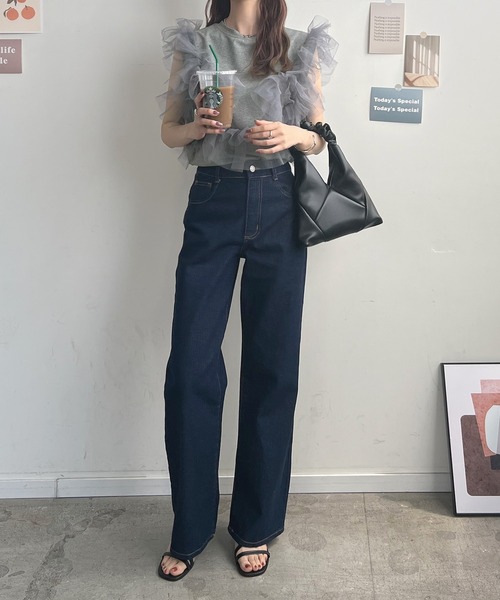 Futier land(フューティアランド)の「マルチwayチュールドッキングプルオーバー(Tシャツ/カットソー・レディース・オフホワイト/杢グレー/ブラック・FREE)」の18枚目の写真