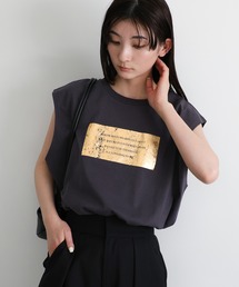 【選べる着丈】箔プリントノースリーブTシャツ