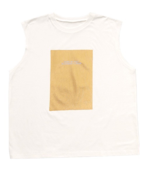 select MOCA（セレクトモカ）の「【選べる着丈】箔プリントノースリーブTシャツ（Tシャツ/カットソー・レディース・ホワイト×ゴールド/ホワイト×シルバー/ホワイト系その他/ブラック系その他/ブラック×シルバー/ブラック×ゴールド/ブラック系その他2/ホワイト系その他2・FREE/SMALL）」の20枚目の写真