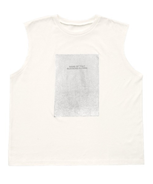 select MOCA（セレクトモカ）の「【選べる着丈】箔プリントノースリーブTシャツ（Tシャツ/カットソー・レディース・ホワイト×ゴールド/ホワイト×シルバー/ホワイト系その他/ブラック系その他/ブラック×シルバー/ブラック×ゴールド/ブラック系その他2/ホワイト系その他2・FREE/SMALL）」の21枚目の写真