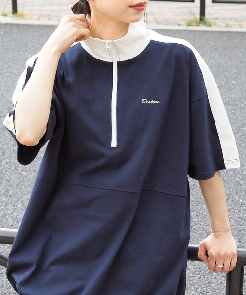 tiptop(ティップトップ)の「ハーフジップアソートプルオーバー(Tシャツ/カットソー・レディース・アイボリー/ブラック系その他/ネイビー系/ホワイト系その他・FREE)」の2枚目の写真