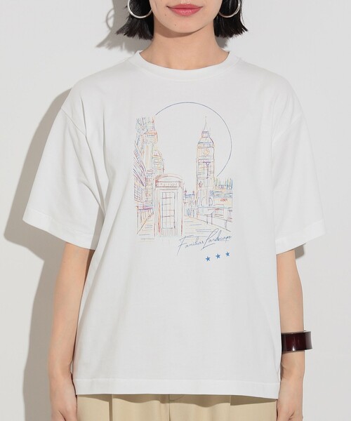 BEAMS HEART(ビームスハート)の「BEAMS HEART / カラフルプリントTシャツ(Tシャツ/カットソー・レディース・ブラック系その他4/オフホワイト/ブルー・FREE)」の5枚目の写真