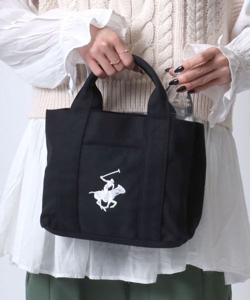 BEVERLY HILLS POLO CLUB(ビバリーヒルズポロクラブ)の「BEVERLY HILLS POLO CLUB/ビバリーヒルズポロクラブ キャンバス ロゴ ワンポイント刺繍 ミニトートバッグ/ランチバッグ/レディース メンズ(トートバッグ・レディース・ブラック/ホワイト×ネイビー/ホワイト×ブルー/ブラウン系その他/ベージュ系その他・FREE)」の17枚目の写真