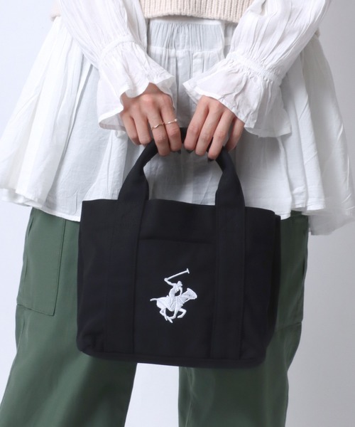 BEVERLY HILLS POLO CLUB(ビバリーヒルズポロクラブ)の「BEVERLY HILLS POLO CLUB/ビバリーヒルズポロクラブ キャンバス ロゴ ワンポイント刺繍 ミニトートバッグ/ランチバッグ/レディース メンズ(トートバッグ・レディース・ブラック/ホワイト×ネイビー/ホワイト×ブルー/ブラウン系その他/ベージュ系その他・FREE)」の18枚目の写真