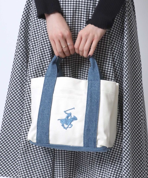 BEVERLY HILLS POLO CLUB(ビバリーヒルズポロクラブ)の「BEVERLY HILLS POLO CLUB/ビバリーヒルズポロクラブ キャンバス ロゴ ワンポイント刺繍 ミニトートバッグ/ランチバッグ/レディース メンズ(トートバッグ・レディース・ブラック/ホワイト×ネイビー/ホワイト×ブルー/ブラウン系その他/ベージュ系その他・FREE)」の22枚目の写真