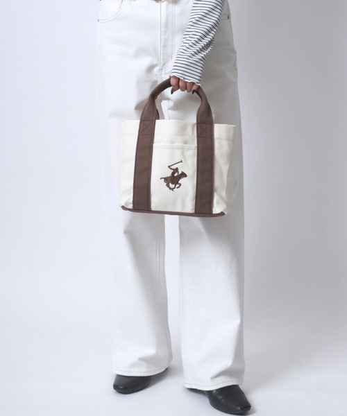 BEVERLY HILLS POLO CLUB(ビバリーヒルズポロクラブ)の「BEVERLY HILLS POLO CLUB/ビバリーヒルズポロクラブ キャンバス ロゴ ワンポイント刺繍 ミニトートバッグ/ランチバッグ/レディース メンズ(トートバッグ・レディース・ブラック/ホワイト×ネイビー/ホワイト×ブルー/ブラウン系その他/ベージュ系その他・FREE)」の19枚目の写真