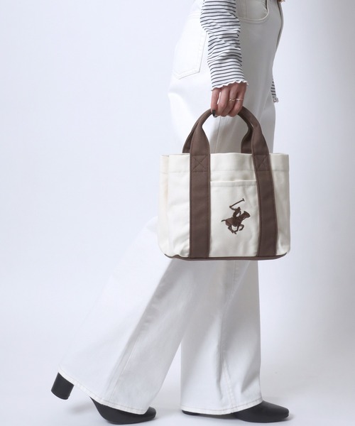 BEVERLY HILLS POLO CLUB(ビバリーヒルズポロクラブ)の「BEVERLY HILLS POLO CLUB/ビバリーヒルズポロクラブ キャンバス ロゴ ワンポイント刺繍 ミニトートバッグ/ランチバッグ/レディース メンズ(トートバッグ・レディース・ブラック/ホワイト×ネイビー/ホワイト×ブルー/ブラウン系その他/ベージュ系その他・FREE)」の20枚目の写真
