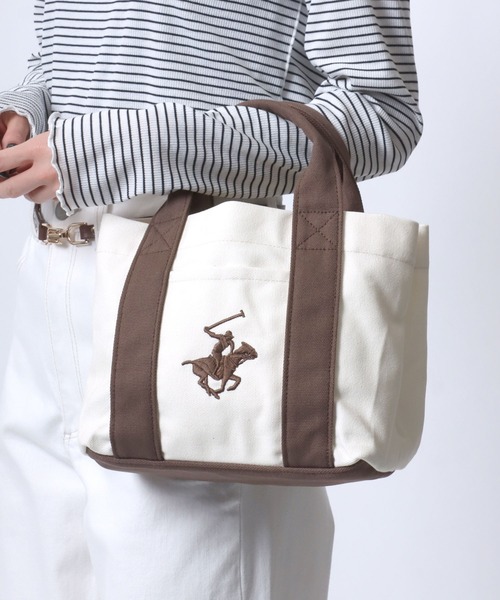 BEVERLY HILLS POLO CLUB(ビバリーヒルズポロクラブ)の「BEVERLY HILLS POLO CLUB/ビバリーヒルズポロクラブ キャンバス ロゴ ワンポイント刺繍 ミニトートバッグ/ランチバッグ/レディース メンズ(トートバッグ・レディース・ブラック/ホワイト×ネイビー/ホワイト×ブルー/ブラウン系その他/ベージュ系その他・FREE)」の21枚目の写真