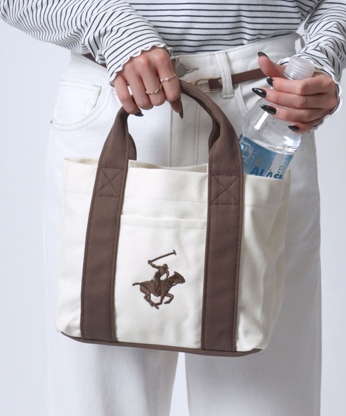 BEVERLY HILLS POLO CLUB(ビバリーヒルズポロクラブ)の「BEVERLY HILLS POLO CLUB/ビバリーヒルズポロクラブ キャンバス ロゴ ワンポイント刺繍 ミニトートバッグ/ランチバッグ/レディース メンズ(トートバッグ・レディース・ブラック/ホワイト×ネイビー/ホワイト×ブルー/ブラウン系その他/ベージュ系その他・FREE)」の15枚目の写真