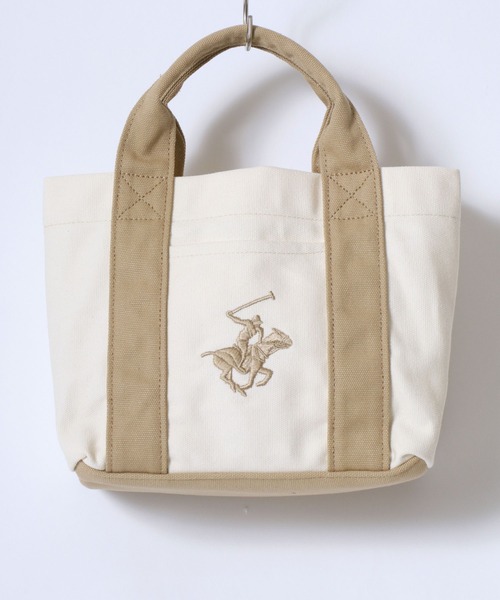 BEVERLY HILLS POLO CLUB(ビバリーヒルズポロクラブ)の「BEVERLY HILLS POLO CLUB/ビバリーヒルズポロクラブ キャンバス ロゴ ワンポイント刺繍 ミニトートバッグ/ランチバッグ/レディース メンズ(トートバッグ・レディース・ブラック/ホワイト×ネイビー/ホワイト×ブルー/ブラウン系その他/ベージュ系その他・FREE)」の6枚目の写真