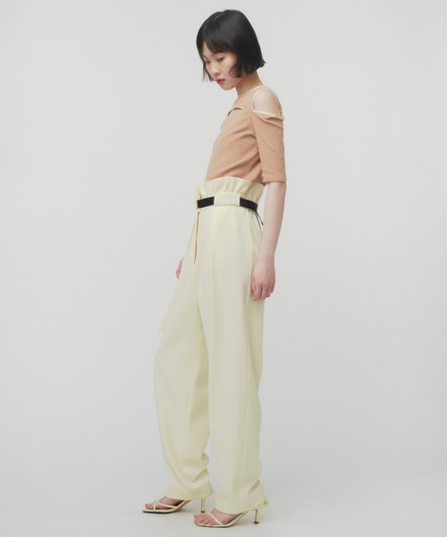 THINGS THAT MATTER(シングス ザット マター)の「NOTCH DESIGN TERECO RIB HALF SLLEVE TOPS / ノッチデザインテレコリブハーフスリープトップス(Tシャツ/カットソー・レディース・ブラック/ピンク/サックスブルー/ベージュ・FREE)」の18枚目の写真