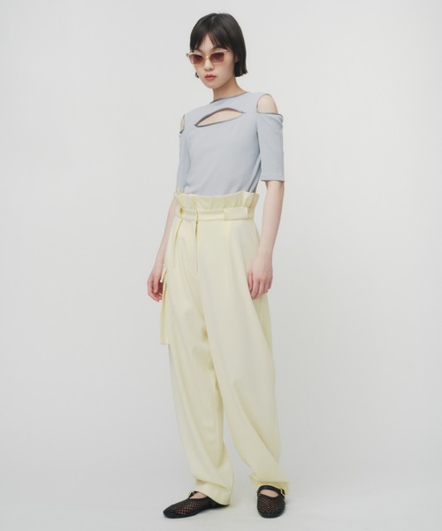 THINGS THAT MATTER(シングス ザット マター)の「NOTCH DESIGN TERECO RIB HALF SLLEVE TOPS / ノッチデザインテレコリブハーフスリープトップス(Tシャツ/カットソー・レディース・ブラック/ピンク/サックスブルー/ベージュ・FREE)」の22枚目の写真