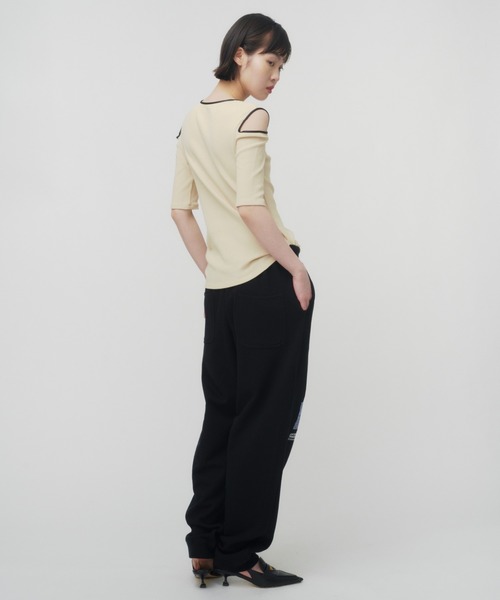 THINGS THAT MATTER(シングス ザット マター)の「NOTCH DESIGN TERECO RIB HALF SLLEVE TOPS / ノッチデザインテレコリブハーフスリープトップス(Tシャツ/カットソー・レディース・ブラック/ピンク/サックスブルー/ベージュ・FREE)」の15枚目の写真