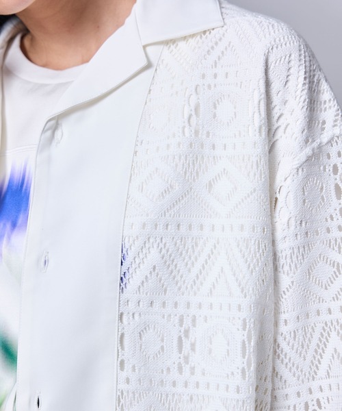 JUNRED（ジュンレッド）の「【 新色追加 】ハイブリッドレースシャツ（シャツ/ブラウス・メンズ・ホワイト/ブラック/ネイビー・L/M/S）」の16枚目の写真