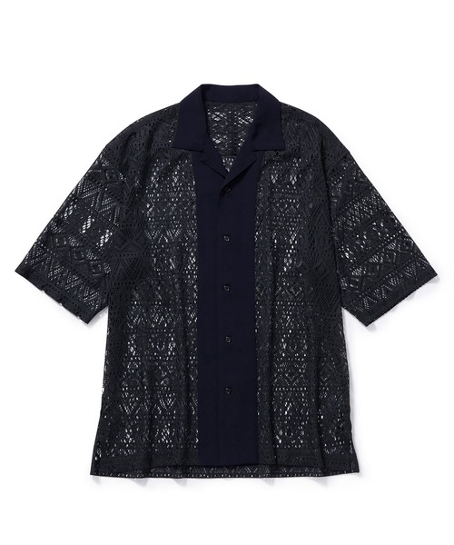 JUNRED（ジュンレッド）の「【 新色追加 】ハイブリッドレースシャツ（シャツ/ブラウス・メンズ・ホワイト/ブラック/ネイビー・L/M/S）」の4枚目の写真