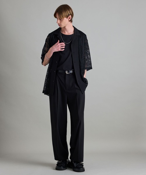 JUNRED（ジュンレッド）の「【 新色追加 】ハイブリッドレースシャツ（シャツ/ブラウス・メンズ・ホワイト/ブラック/ネイビー・L/M/S）」の8枚目の写真