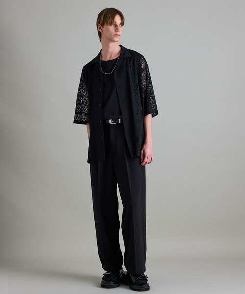 JUNRED（ジュンレッド）の「【 新色追加 】ハイブリッドレースシャツ（シャツ/ブラウス・メンズ・ホワイト/ブラック/ネイビー・L/M/S）」の9枚目の写真