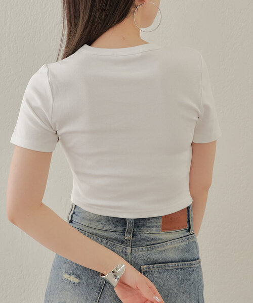 tシャツ レース切替Tシャツ レディース GeeRA tシャツ 綿100％袖シアー切替シルケットTシャツ