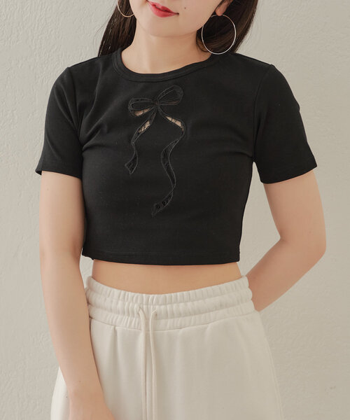tシャツ レース切替Tシャツ レディース GeeRA tシャツ 綿100％袖シアー切替シルケットTシャツ