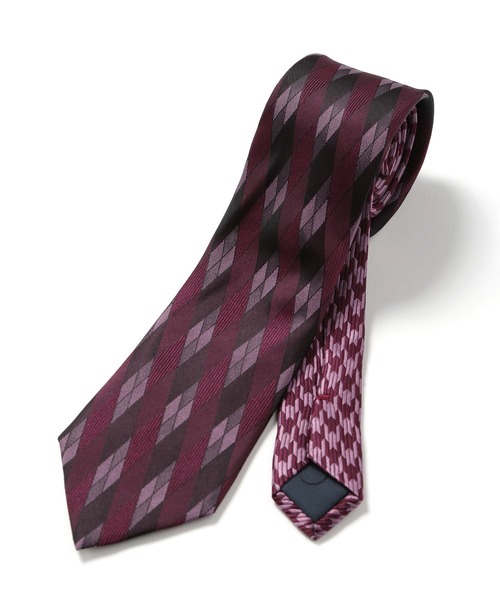 CROWDED CLOSET（クラウデッドクローゼット）の「〈クレリックタイ〉アーガイル/シャドー千鳥（同素材チーフ・ボウタイあり）（ネクタイ・メンズ・ネイビー/ボルドー/シルバー・FREE）」の2枚目の写真