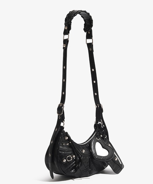 LAFFMO(ラフモ)の「ハートミラー&ポーチ付き2WAYショルダーバッグ(ショルダーバッグ・レディース・ブラック/ピンク/ホワイト/ブルー/シルバー・F)」の10枚目の写真