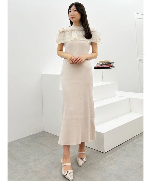 MERCURYDUO(マーキュリーデュオ)の「チュールラッフルセットニットワンピース(ワンピース・レディース・その他1/ブルー/アイボリー/ブラック・MEDIUM/SMALL)」の12枚目の写真