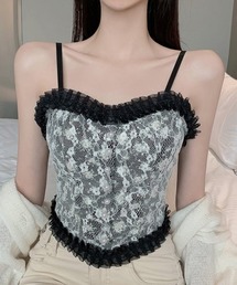 花柄キャミソール レディース カップ付き