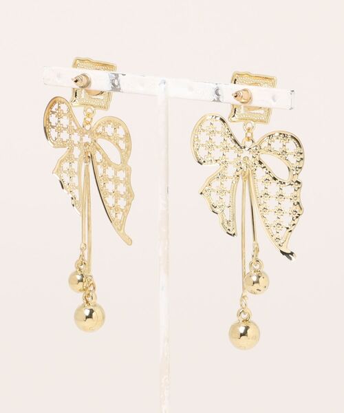 VIBGYOR(ヴィブジョー)の「【maru】ビックリボンピアス(MA)(ピアス(両耳用)・レディース・ブラック/ホワイト・FREE)」の3枚目の写真