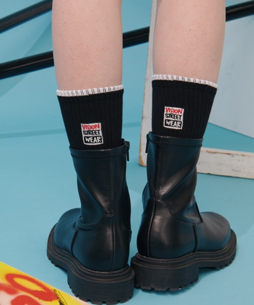 VISION STREET WEAR(ヴィジョンストリートウェア)の「VISION STREET WEAR × Guernika/ヴィジョン ストリート ウェア×ゲルニカ/マグロゴ SOX(ソックス/靴下・メンズ・ホワイト/ブラック・L)」の1枚目の写真