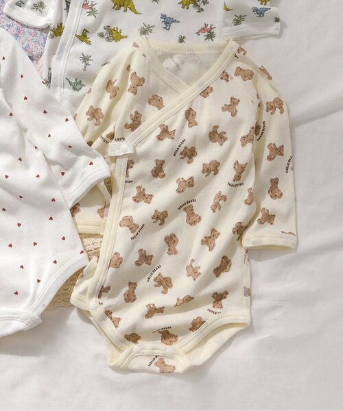 apres les cours（アプレレクール）の「フライス長袖グレコ肌着（肌着・キッズ・ピンク/ベージュ/アイボリー/オフホワイト・70/80）」の2枚目の写真