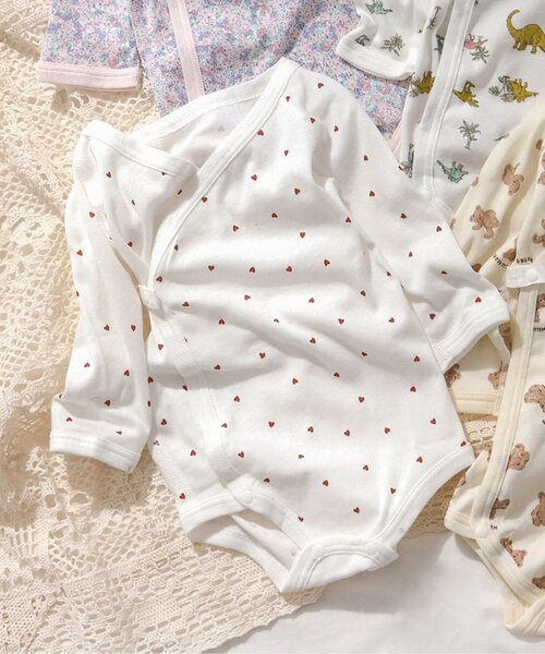 apres les cours（アプレレクール）の「フライス長袖グレコ肌着（肌着・キッズ・ピンク/ベージュ/アイボリー/オフホワイト・70/80）」の3枚目の写真