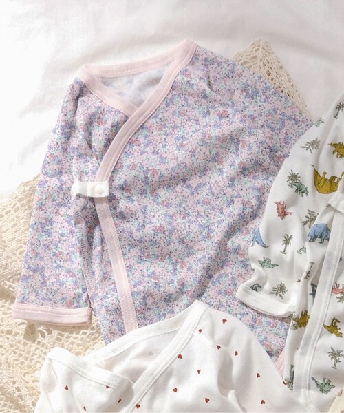 apres les cours（アプレレクール）の「フライス長袖グレコ肌着（肌着・キッズ・ピンク/ベージュ/アイボリー/オフホワイト・70/80）」の4枚目の写真