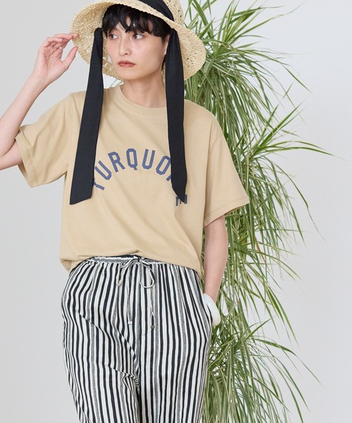 AMERICAN HOLIC(アメリカンホリック)の「TURQUOISEロゴカットプルオーバー(Tシャツ/カットソー・レディース・チャコールグレー/アイボリー/ライトベージュ・M/L)」の3枚目の写真