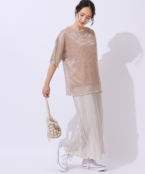 Cutie Blonde（キューティーブロンド）の「【2点セット】ラメシアーTOPS × ロゴTシャツ（その他トップス・レディース・ライトグレー/オレンジ系/ブラック・04/03/02）」の20枚目の写真