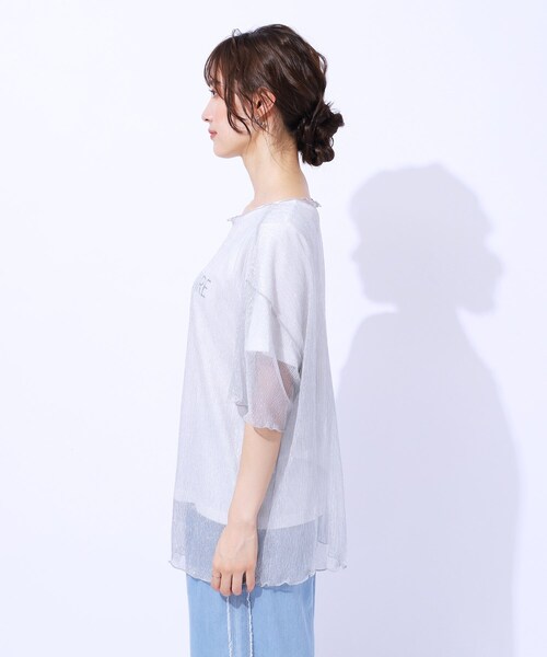 Cutie Blonde（キューティーブロンド）の「【2点セット】ラメシアーTOPS × ロゴTシャツ（その他トップス・レディース・ライトグレー/オレンジ系/ブラック・04/03/02）」の12枚目の写真