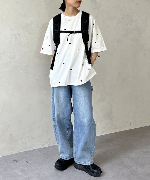 CPCM(シーピーシーエム)の「ハート刺繍T(Tシャツ/カットソー・レディース・オフホワイト/ネイビー/ベージュ/ブラック・FREE)」の12枚目の写真