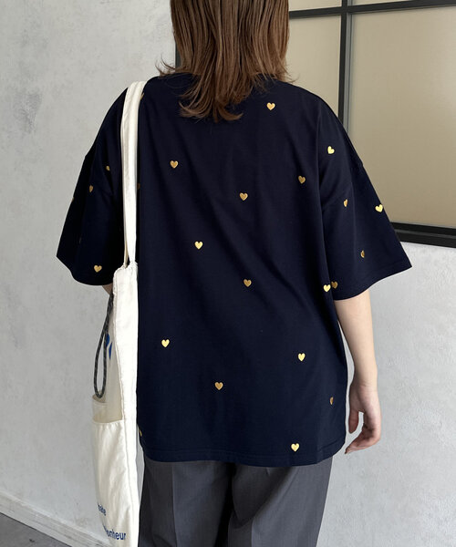 CPCM(シーピーシーエム)の「ハート刺繍T(Tシャツ/カットソー・レディース・オフホワイト/ネイビー/ベージュ/ブラック・FREE)」の19枚目の写真