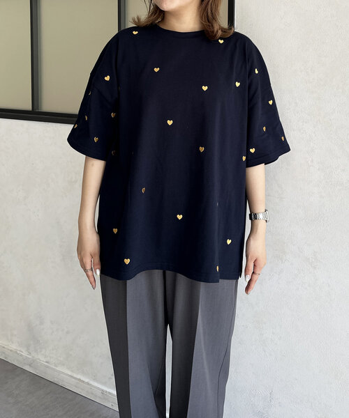 CPCM(シーピーシーエム)の「ハート刺繍T(Tシャツ/カットソー・レディース・オフホワイト/ネイビー/ベージュ/ブラック・FREE)」の21枚目の写真