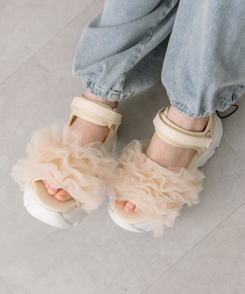 OLIVE des OLIVE（オリーブデオリーブ）の「シャーリングスポーツサンダル（その他シューズ・レディース・ブラック/アイボリー/ホワイト・SMALL/MEDIUM/LARGE）」の7枚目の写真