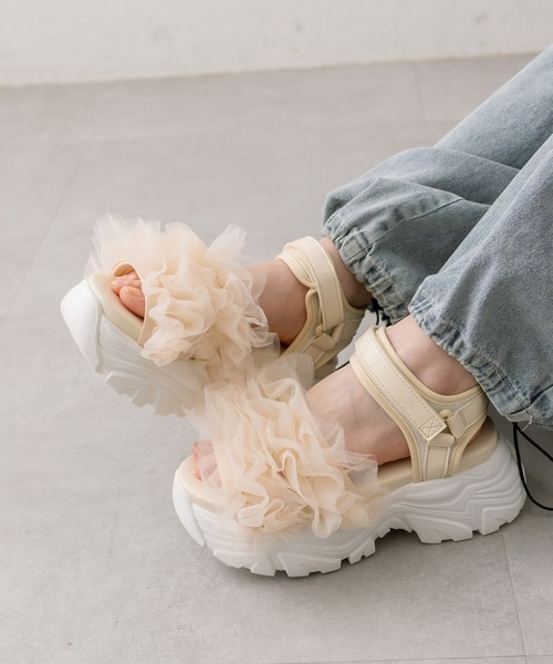 OLIVE des OLIVE（オリーブデオリーブ）の「シャーリングスポーツサンダル（その他シューズ・レディース・ブラック/アイボリー/ホワイト・SMALL/MEDIUM/LARGE）」の6枚目の写真