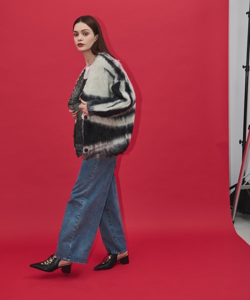 Shelly island（シェリーアイランド）の「アクセントブラッシュドカーディガン（カーディガン/ボレロ・レディース・ベージュ/ホワイト・FREE）」の9枚目の写真