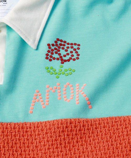 amok（アモク）の「PATCHWORK POLO SHIRT（ポロシャツ・メンズ・グレー/ブルー・S/M/L）」の10枚目の写真