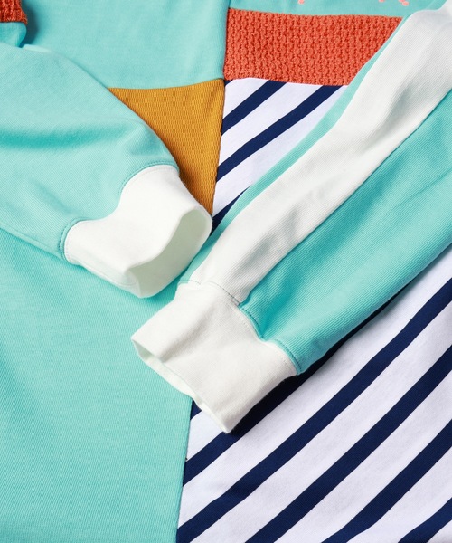 amok（アモク）の「PATCHWORK POLO SHIRT（ポロシャツ・メンズ・グレー/ブルー・S/M/L）」の11枚目の写真