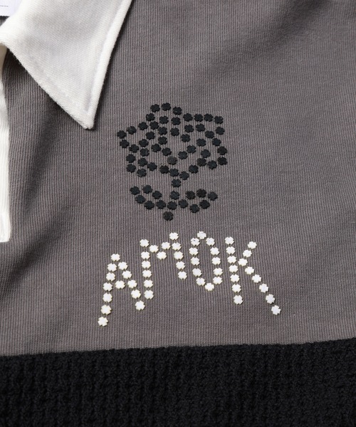 amok（アモク）の「PATCHWORK POLO SHIRT（ポロシャツ・メンズ・グレー/ブルー・S/M/L）」の14枚目の写真