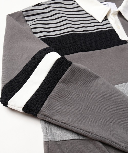 amok（アモク）の「PATCHWORK POLO SHIRT（ポロシャツ・メンズ・グレー/ブルー・S/M/L）」の16枚目の写真