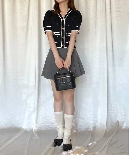 TORTE（トルテ）の「配色ラインボタン半袖ニットカーディガン（ニット/セーター・レディース・ブルー/ブラック/ピンク/ホワイト・FREE）」の11枚目の写真